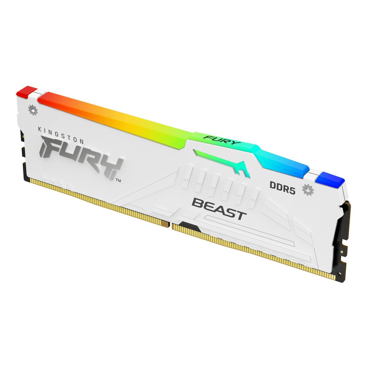 Kingston FURY Beast RGB 16GB 5200MHz DDR5 RAM - White Kingston FURY Beast RGB 16GB 5200MHz DDR5 RAM - White